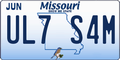 MO license plate UL7S4M