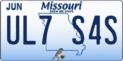 MO license plate UL7S4S