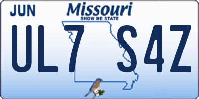 MO license plate UL7S4Z