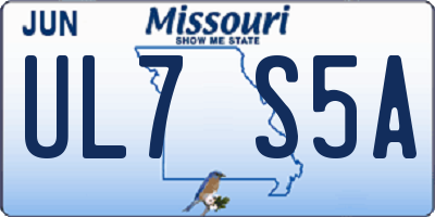 MO license plate UL7S5A