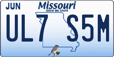 MO license plate UL7S5M