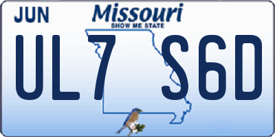 MO license plate UL7S6D