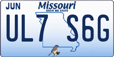 MO license plate UL7S6G
