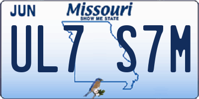 MO license plate UL7S7M