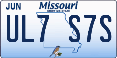 MO license plate UL7S7S