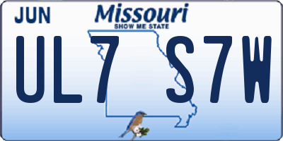 MO license plate UL7S7W