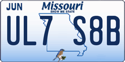MO license plate UL7S8B