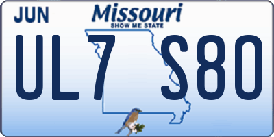 MO license plate UL7S8O