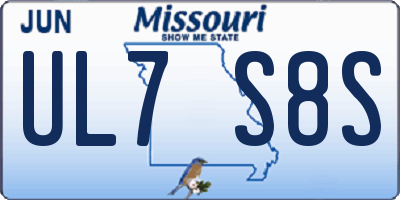 MO license plate UL7S8S