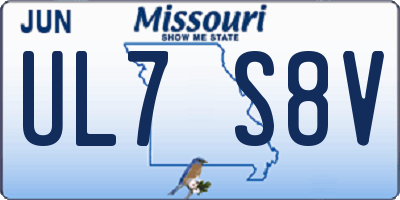 MO license plate UL7S8V