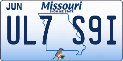 MO license plate UL7S9I