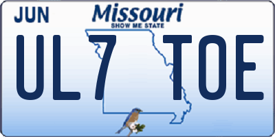 MO license plate UL7T0E