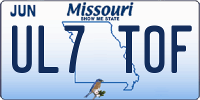 MO license plate UL7T0F