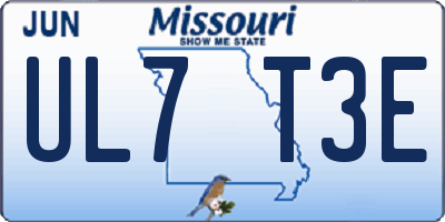 MO license plate UL7T3E
