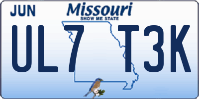 MO license plate UL7T3K