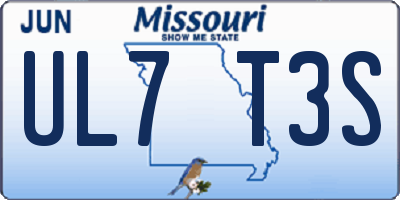 MO license plate UL7T3S