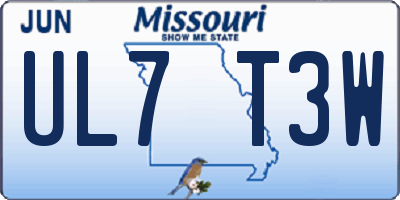 MO license plate UL7T3W
