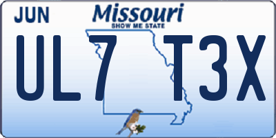 MO license plate UL7T3X