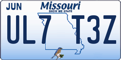 MO license plate UL7T3Z