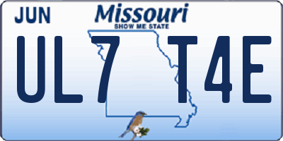 MO license plate UL7T4E