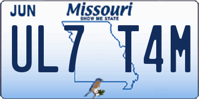 MO license plate UL7T4M