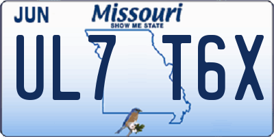 MO license plate UL7T6X