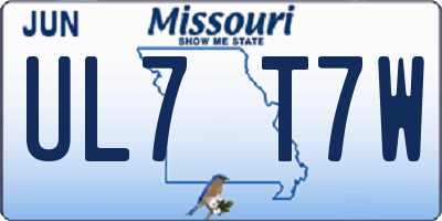 MO license plate UL7T7W