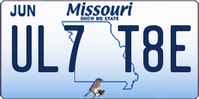 MO license plate UL7T8E