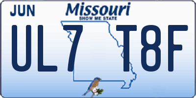 MO license plate UL7T8F