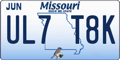 MO license plate UL7T8K