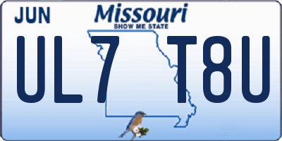 MO license plate UL7T8U