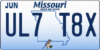 MO license plate UL7T8X