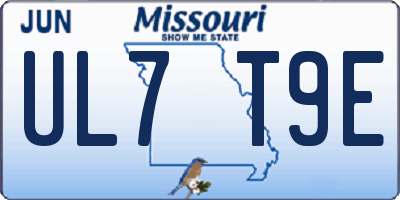 MO license plate UL7T9E