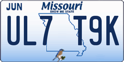 MO license plate UL7T9K