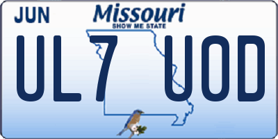 MO license plate UL7U0D