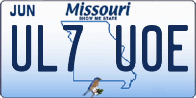 MO license plate UL7U0E