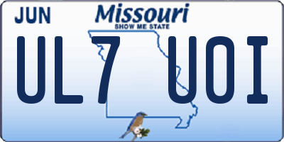 MO license plate UL7U0I