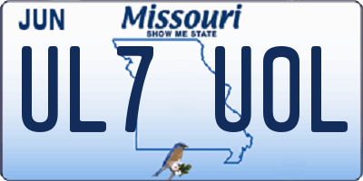 MO license plate UL7U0L