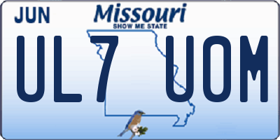 MO license plate UL7U0M