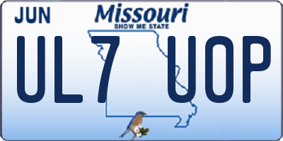 MO license plate UL7U0P