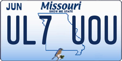 MO license plate UL7U0U