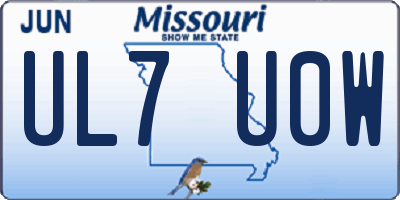 MO license plate UL7U0W