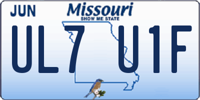 MO license plate UL7U1F