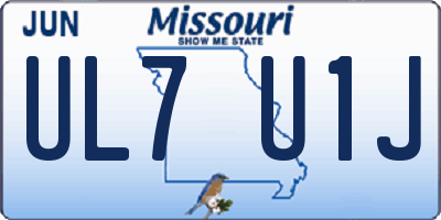 MO license plate UL7U1J