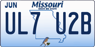 MO license plate UL7U2B