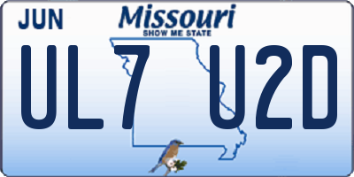 MO license plate UL7U2D