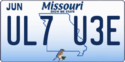 MO license plate UL7U3E