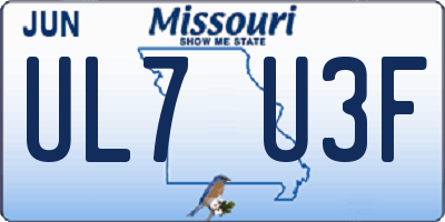 MO license plate UL7U3F