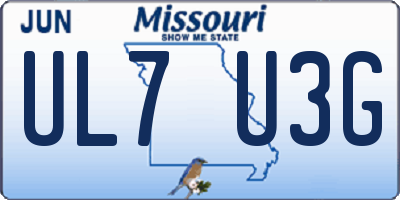 MO license plate UL7U3G