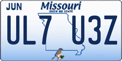 MO license plate UL7U3Z